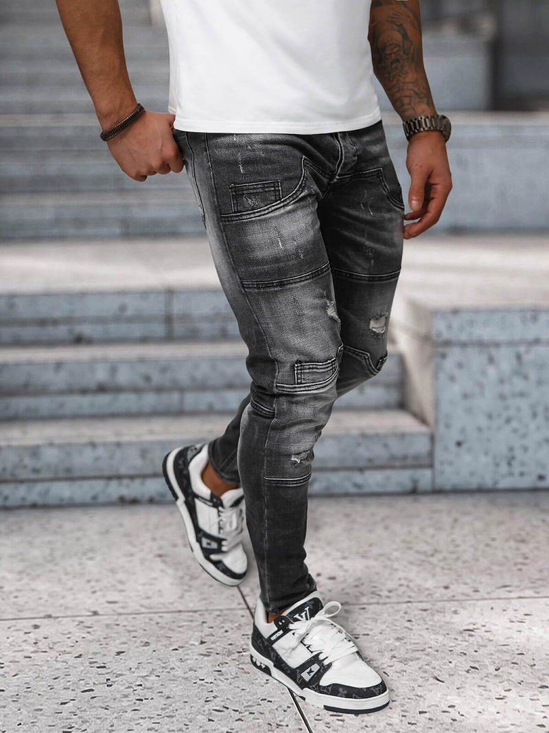 Ανδρικό τζιν παντελόνι mαύρος OZONEE NB/MP0155N