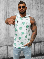 Ανδρικό αμάνικο μπλουζάκι ασπρό-πράσινο OZONEE O/BL306Z