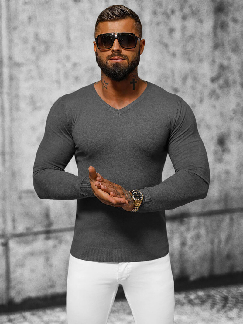 Ανδρικό πουλόβερ Γραφίτης OZONEE NB/MMB601/3Z