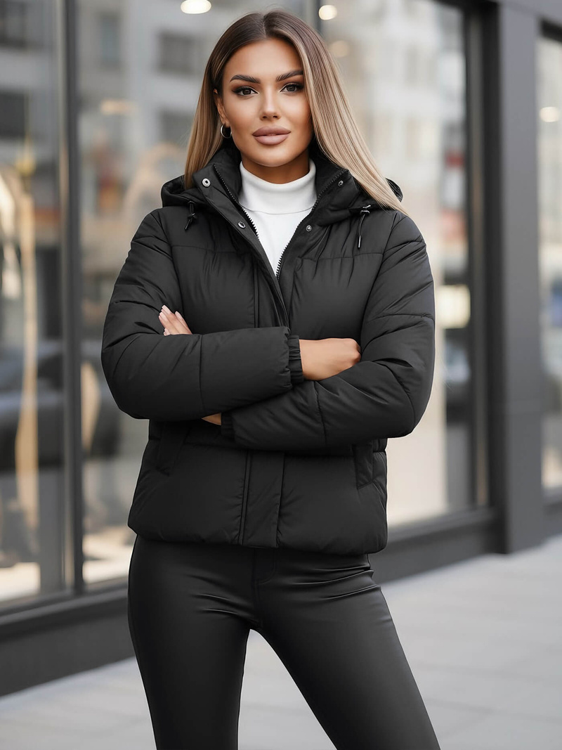 Γυναικείο μπουφάν μαύρο OZONEE JS/16M9188/392Z