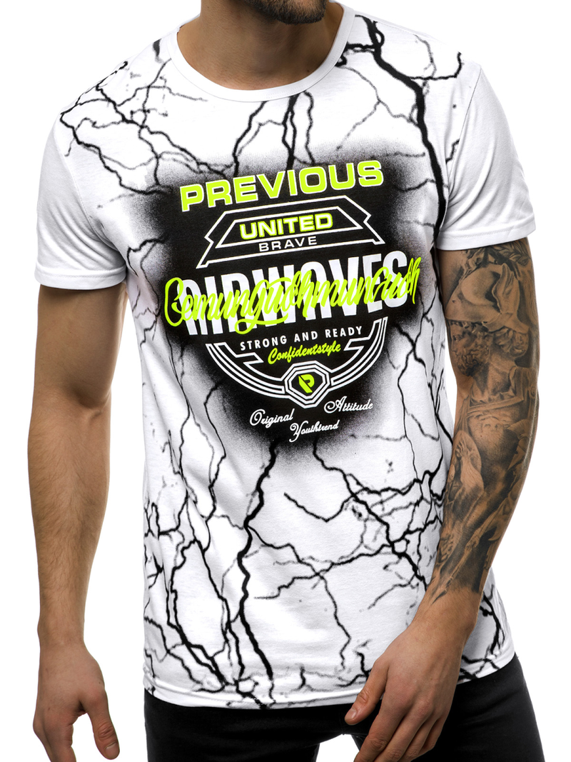 Ανδρικό μπλουζάκι λευκό OZONEE JS/SS10962