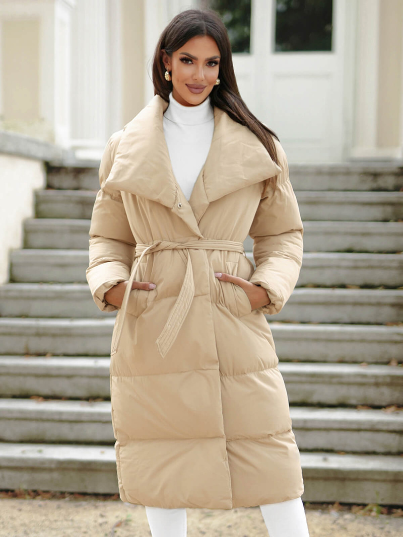 Γυναικείο χειμερινό μπουφάν mπεζ OZONEE JS/M737/62Z