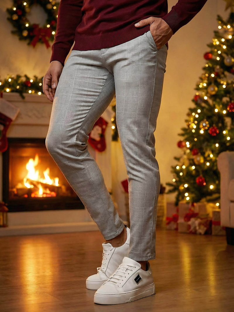 Ανδρικό παντελόνι chino γκρι OZONEE DJ/5505Z