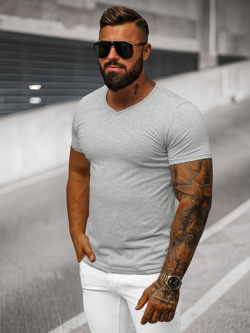 Ανδρικό μπλουζάκι γκρι OZONEE JS/712007Z