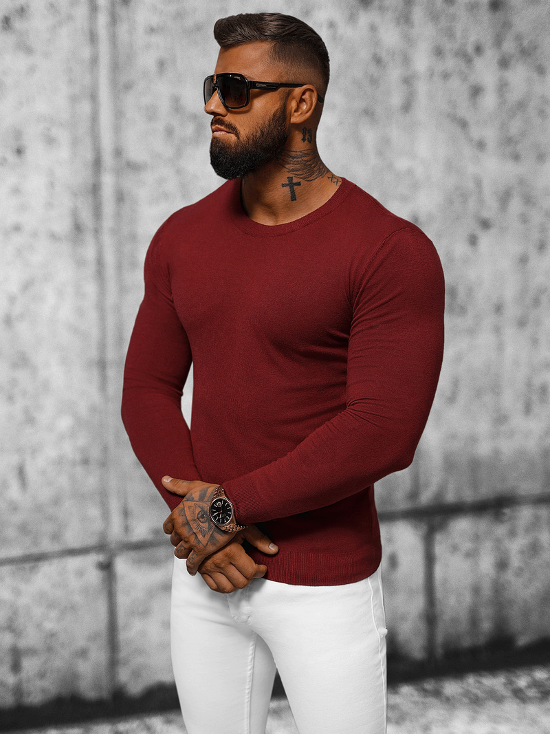 Ανδρικό πουλόβερ μπορντό OZONEE NB/MMB602/7Z