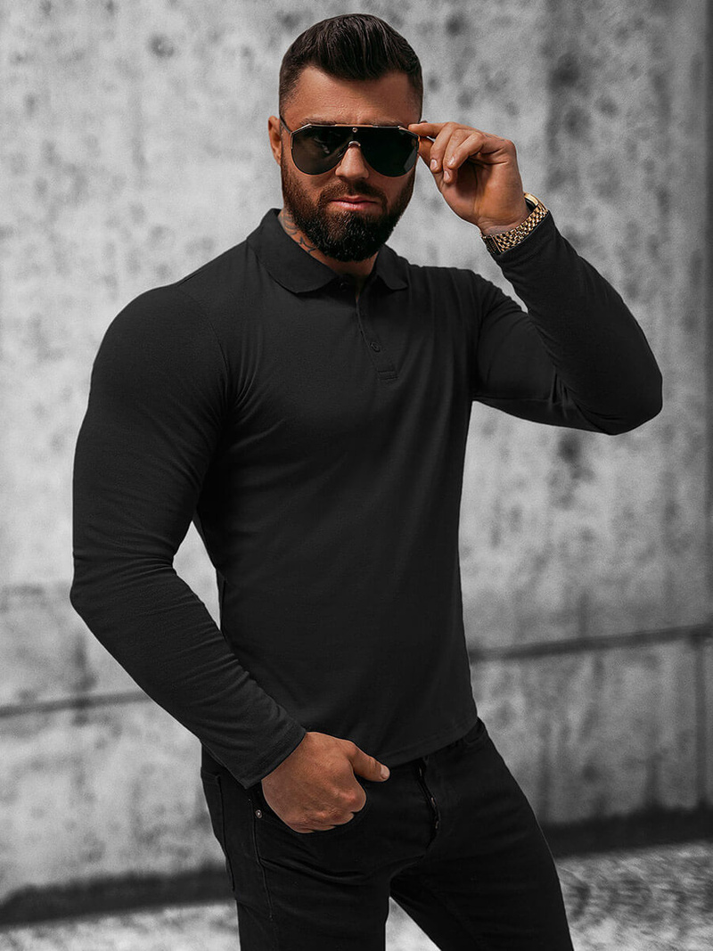 Ανδρικό μπλουζάκι με μακριά μανίκια μαύρο OZONEE O/B263