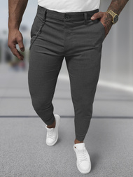 Ανδρικό παντελόνι chino γραφίτη OZONEE DJ/3300