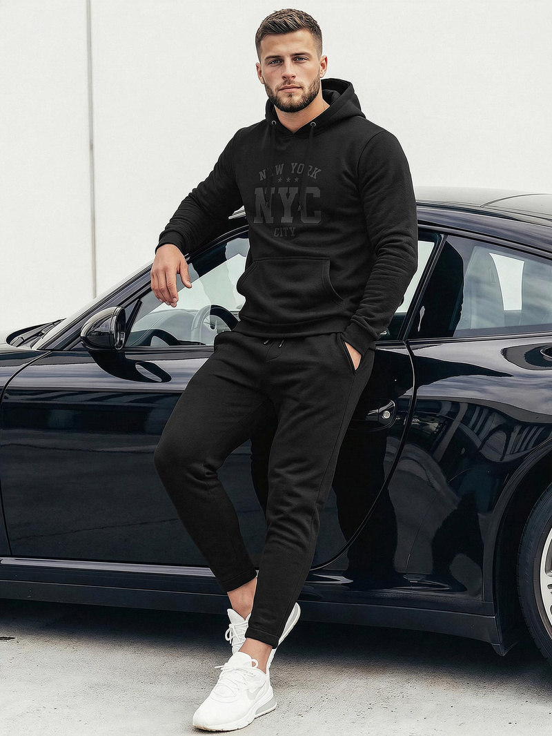 Ανδρικό Φούτερ με Κουκούλα μαύρο OZONEE JS/8B1971/3