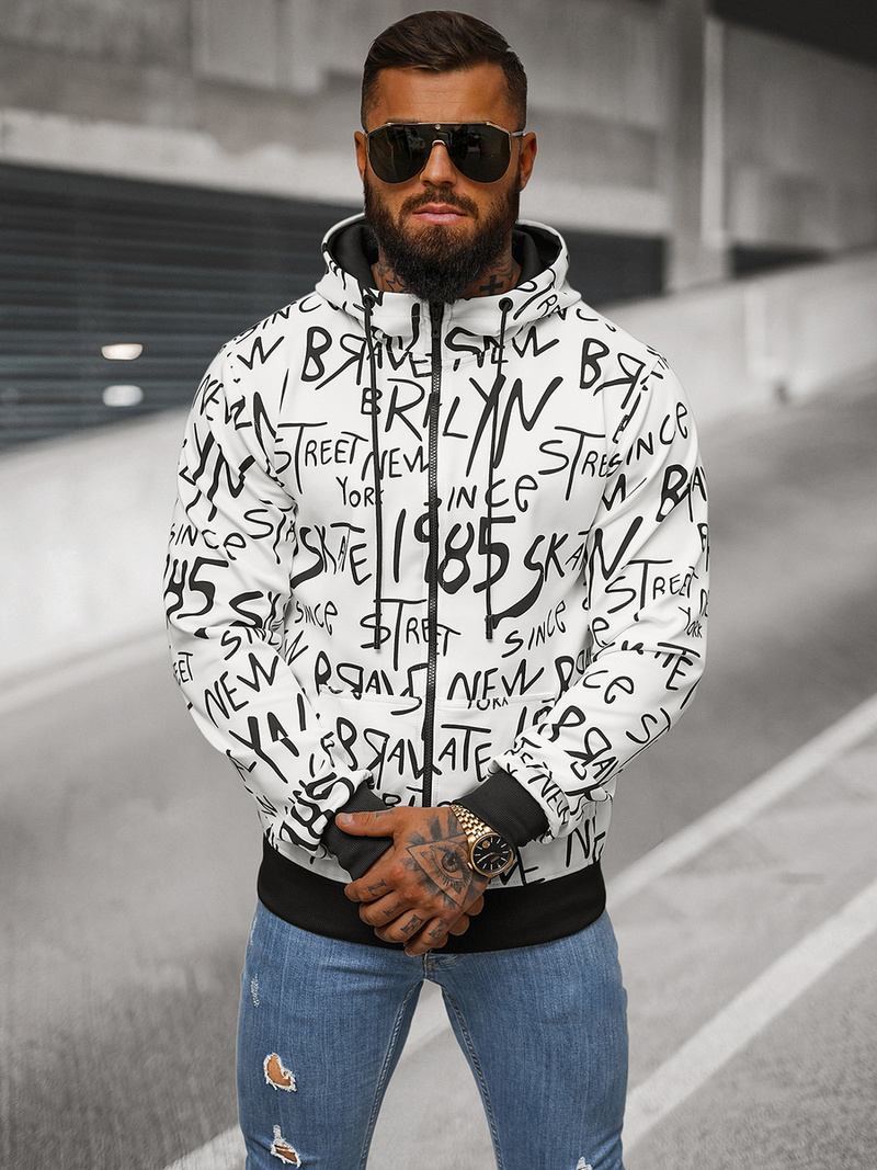 Ανδρικό Φούτερ με Kουκούλα λευκό OZONEE JS/8B1175/1