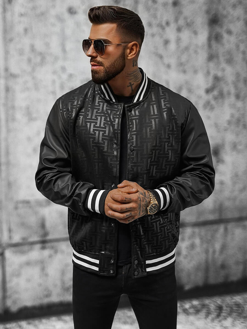 Ανδρικό μπουφάν bomber μαύρο OZONEE O/3A172