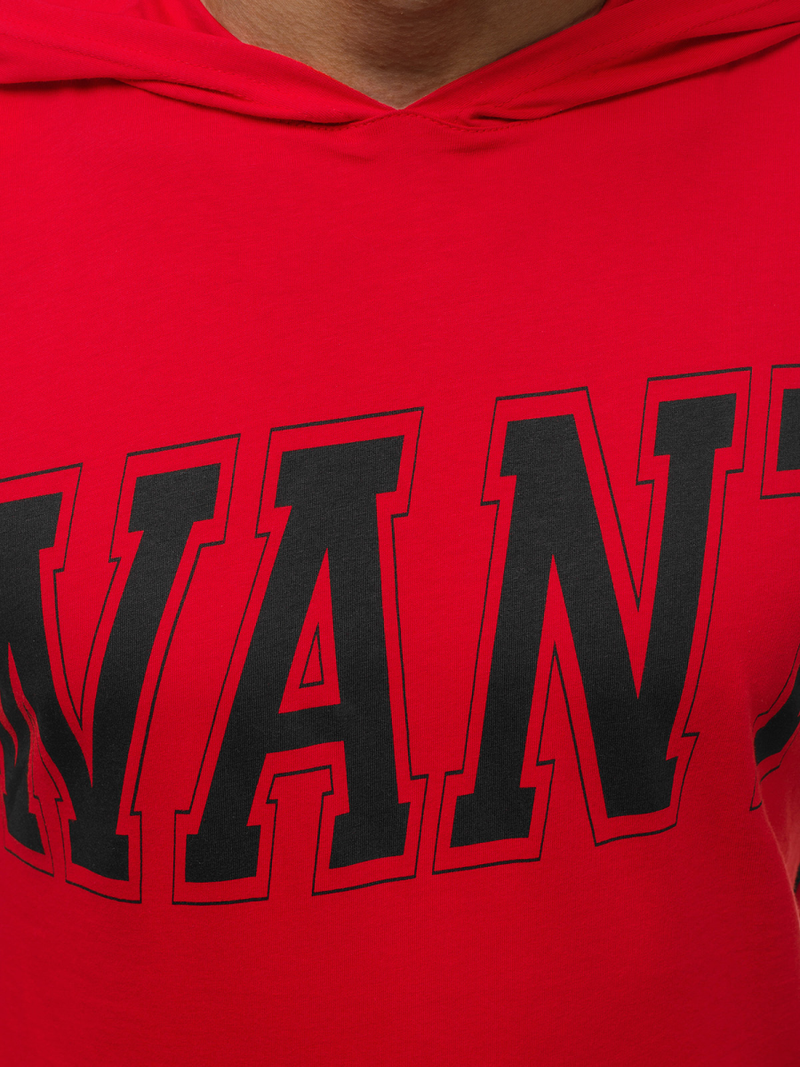 Ανδρικό μπλουζάκι με κουκούλα Κόκκινο OZONEE B/60042Z