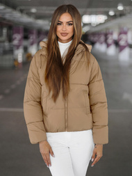 Γυναικείο μπουφάν ανοιχτό-μπεζ OZONEE JS/16M9187/158Z