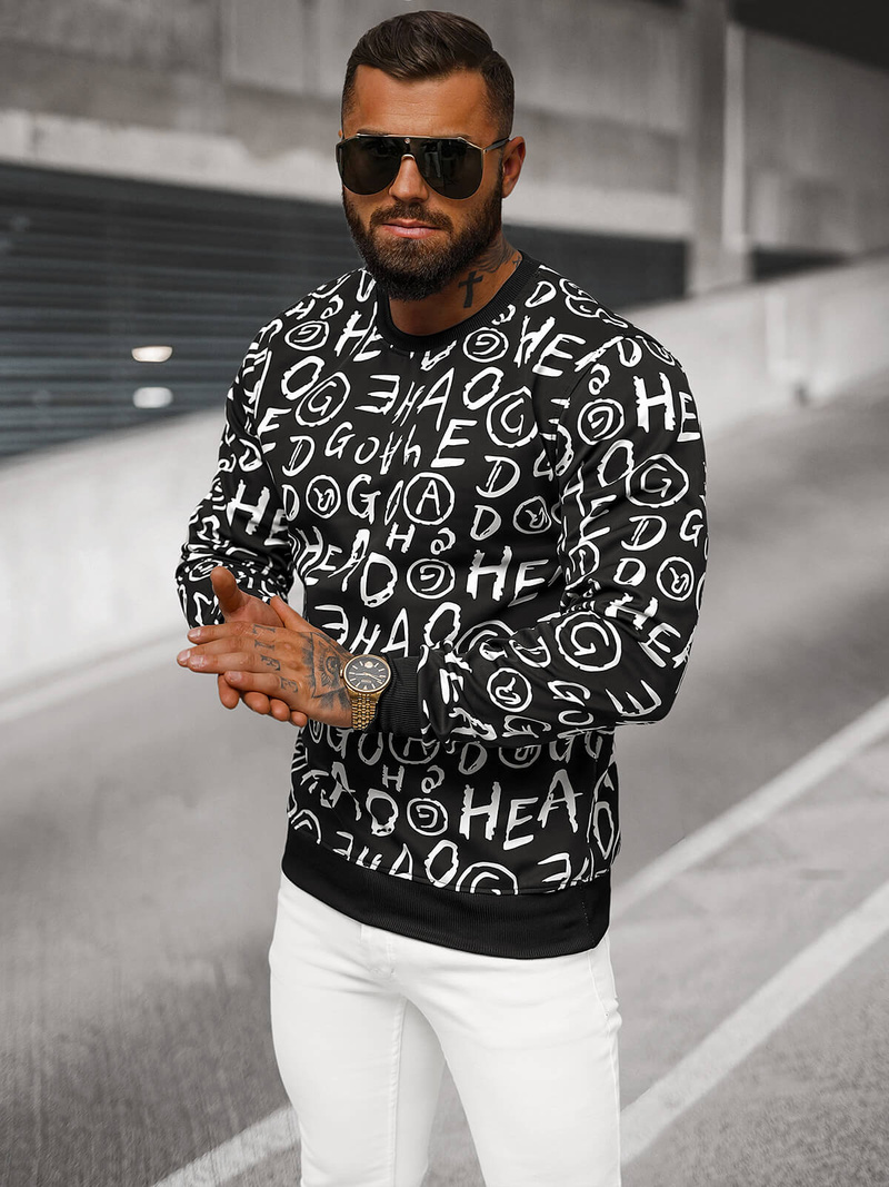 Ανδρικό Φούτερ Mαύρος OZONEE JS/8B1221/3