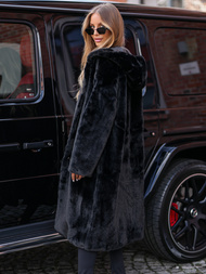 Γυναικείο χειμερινό μπουφάν από γούνα μαύρο OZONEE JS/11Z8250