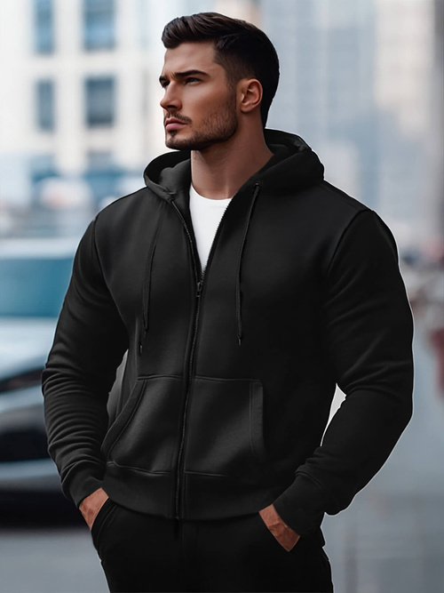 Ανδρικό Φούτερ με Κουκούλα μαύρο OZONEE JS/2008Z