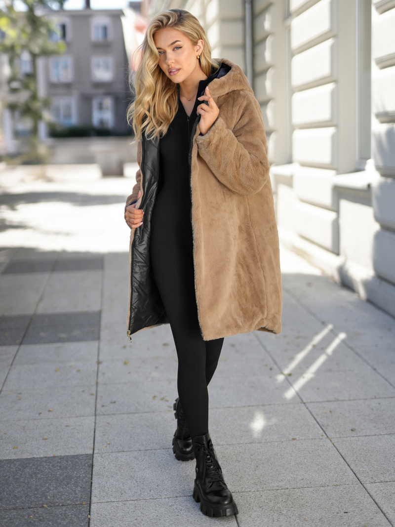 Γυναικείο μακρύ χειμωνιάτικο μπουφάν μαύρο OZONEE JS/5M3352/392