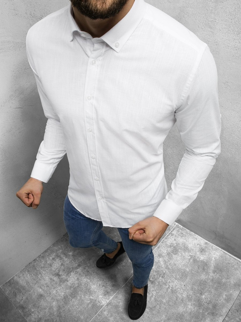 Ανδρικό πουκάμισο λευκό OZONEE O/3012Z