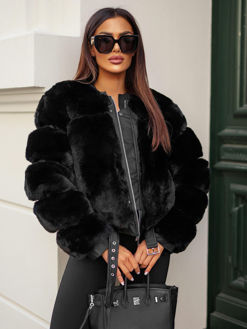 Γυναικείο μπουφάν μαύρο OZONEE JS/11Z8080Z