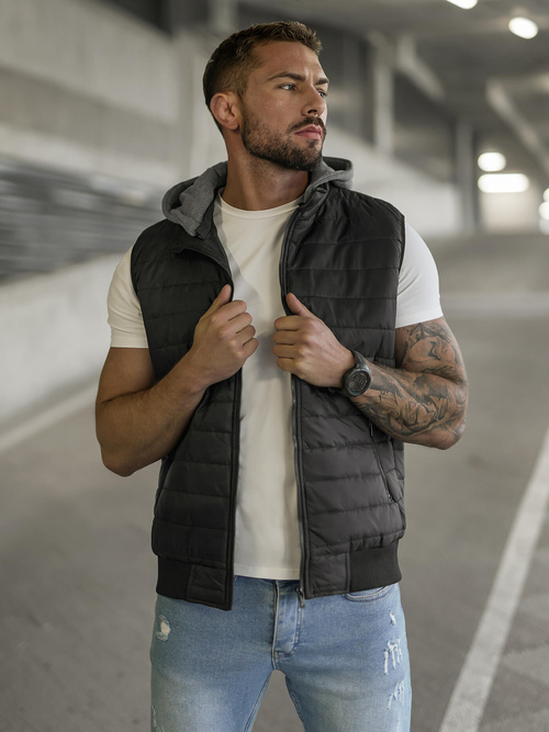 Ανδρικό αμάνικο μπουφάν μαύρο OZONEE JS/8M983/392Z