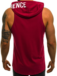 Ανδρικό αμάνικο μπλουζάκι με κουκούλα μπορντό OZONEE O/2537