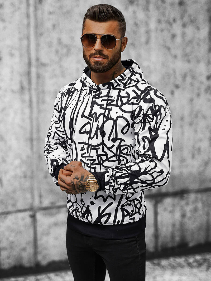 Ανδρικό Φούτερ με kουκούλα λευκό OZONEE JS/8B1151/1