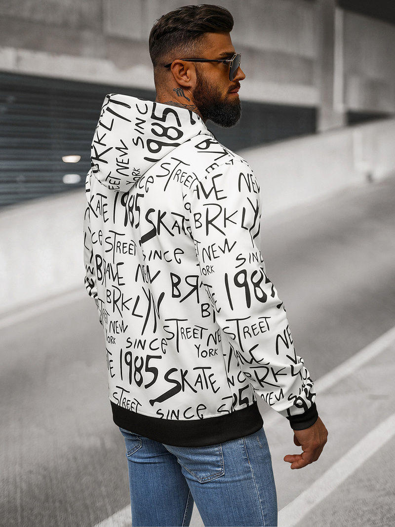 Ανδρικό Φούτερ με Kουκούλα λευκό OZONEE JS/8B1175/1