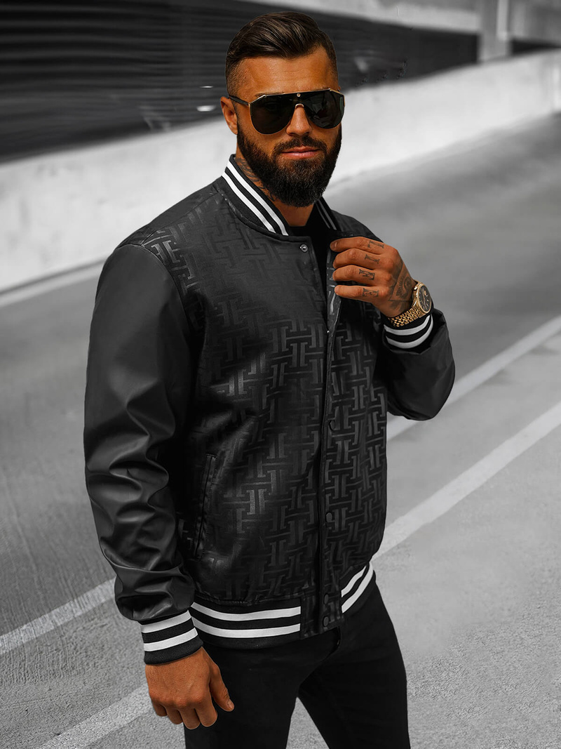 Ανδρικό μπουφάν bomber μαύρο OZONEE O/3A172Z