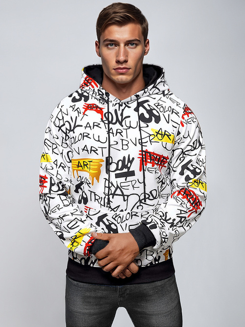 Ανδρικό Φούτερ με Kουκούλα λευκό OZONEE JS/8B1251/1