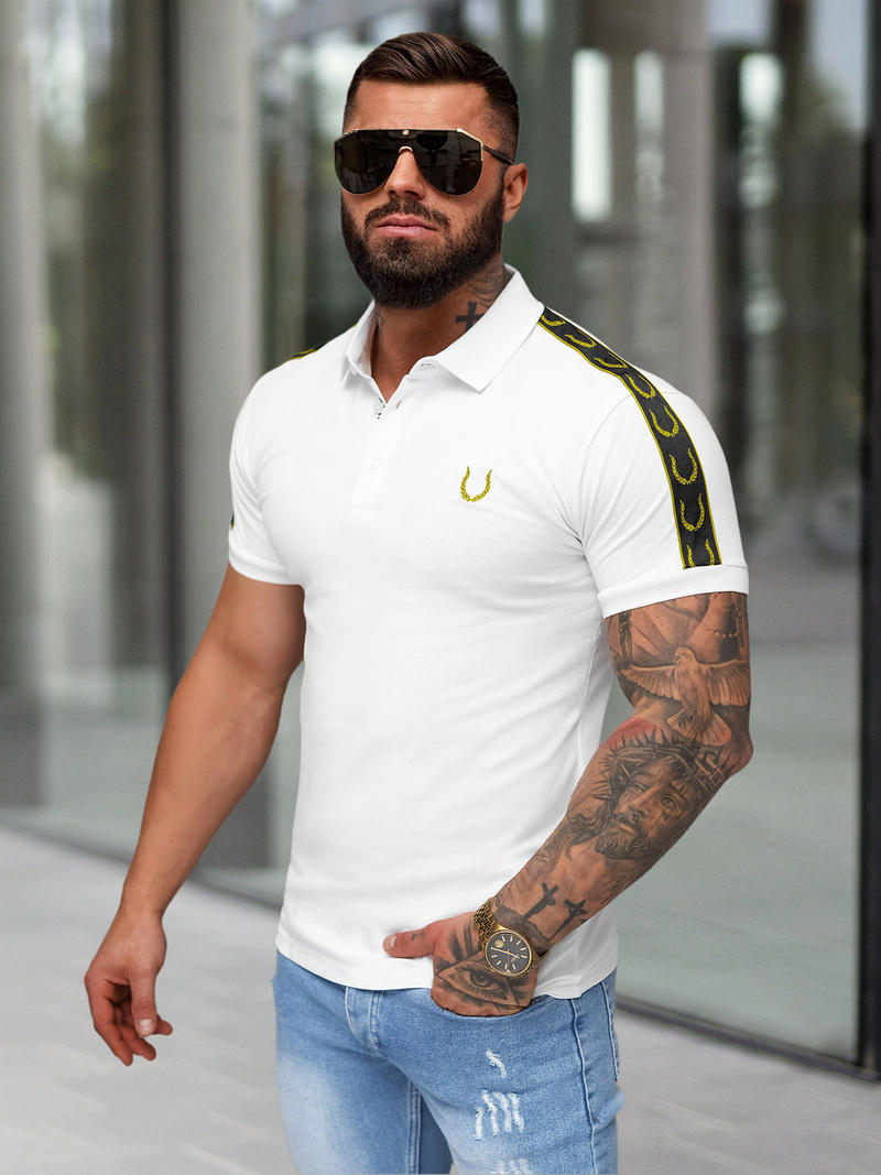 Ανδρική μπλούζα polo λευκό OZONEE O/QQ1337