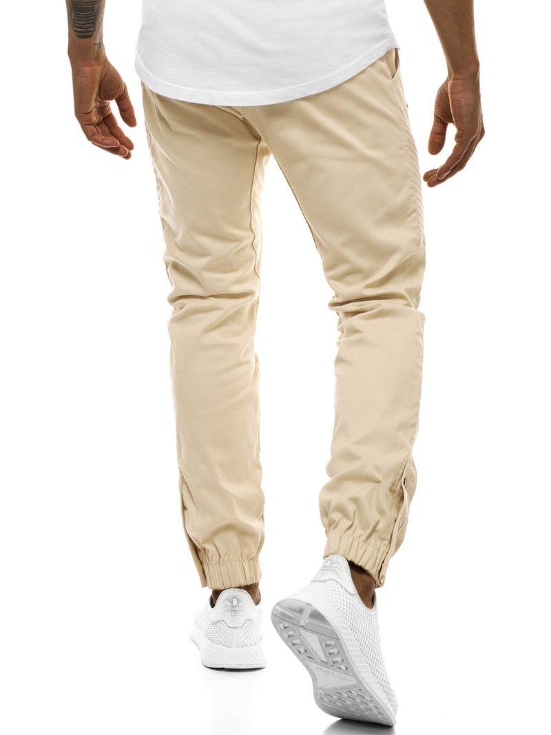Ανδρικό παντελόνι chino jogger μπεζ OZONEE A/0952