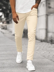 Ανδρικό τζιν παντελόνι ανοιχτό-μπεζ OZONEE E/5388/04