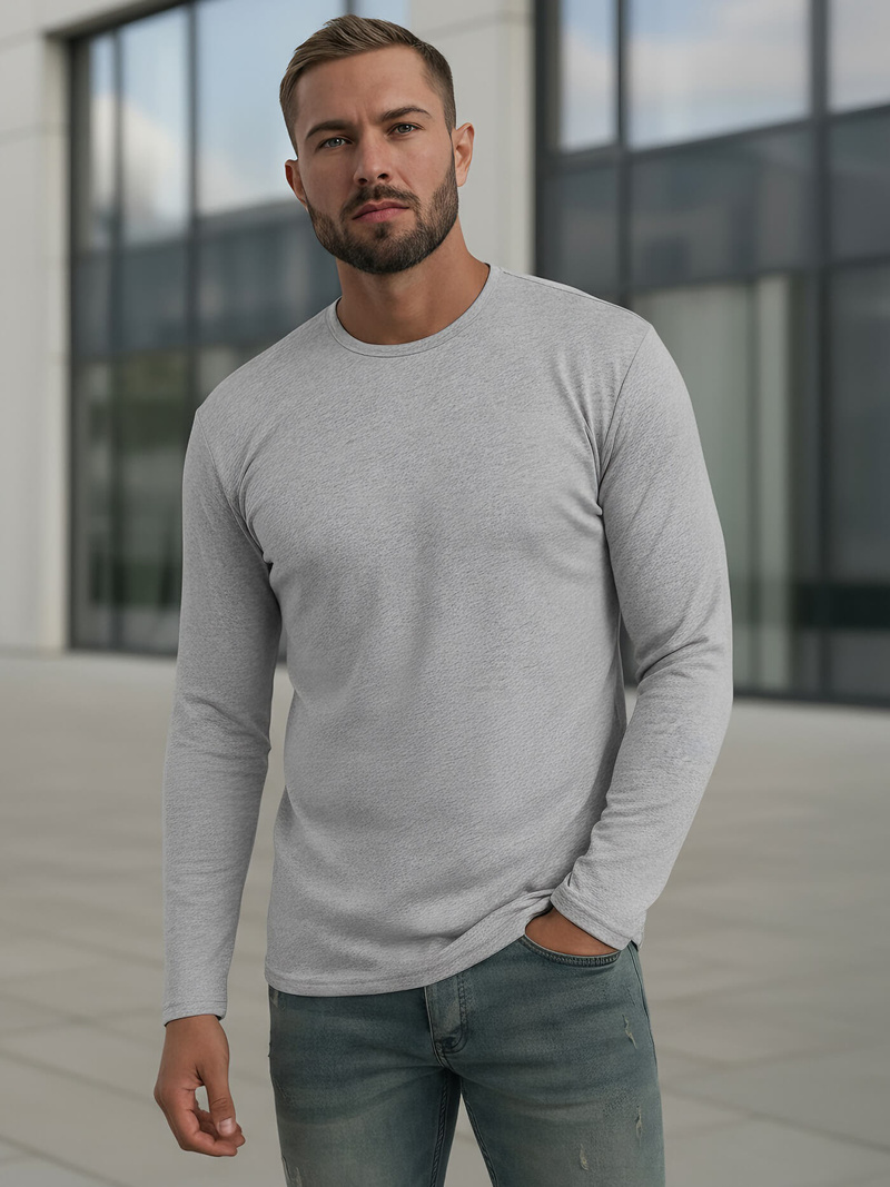 Ανδρικό μπλουζάκι με μακριά μανίκια γκρι OZONEE JS/DB71/3