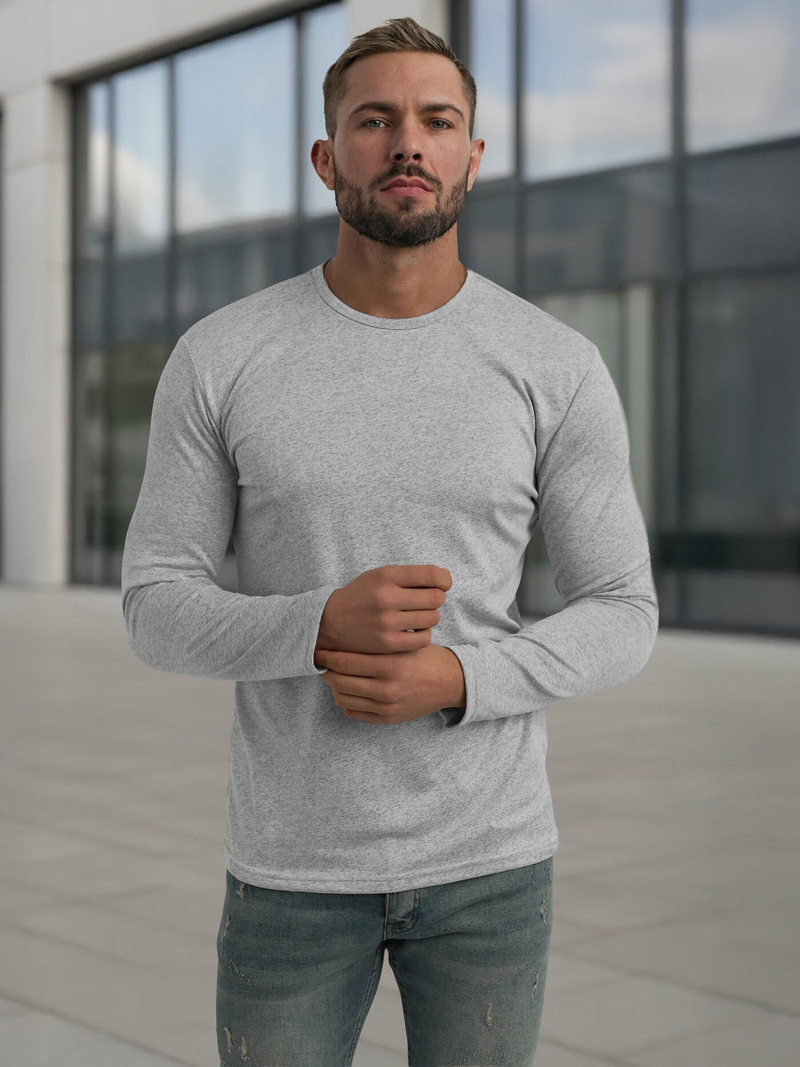 Ανδρικό μπλουζάκι με μακριά μανίκια γκρι OZONEE JS/DB71/3