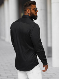 Ανδρικό πουκάμισο mαύρος OZONEE O/V125