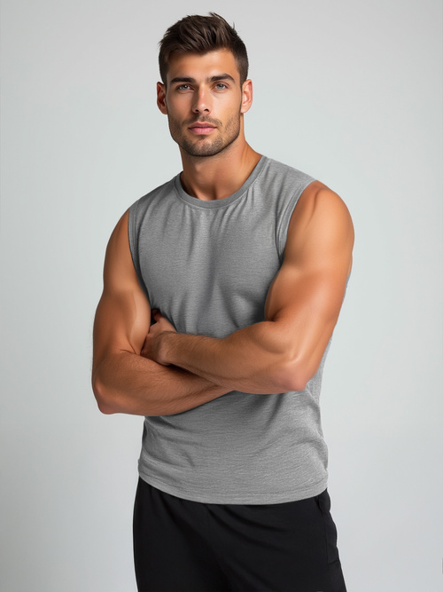 Ανδρικό αμάνικο μπλουζάκι γραφίτη OZONEE JS/99001Z