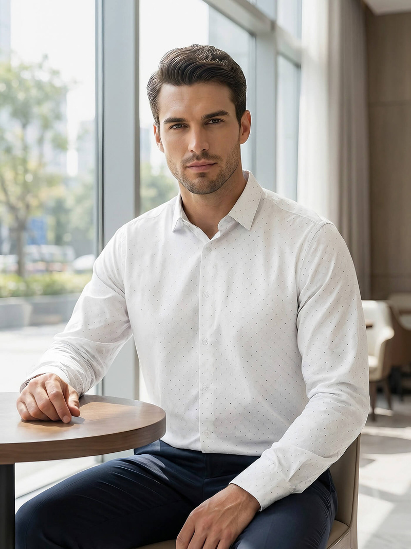 Ανδρικό πουκάμισο λευκό OZONEE V/V185Z