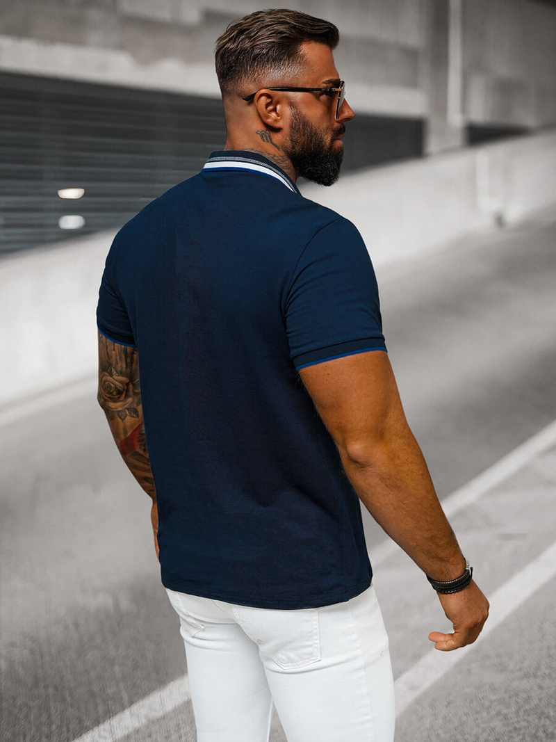 Ανδρική μπλούζα polo ναυτικό μπλε OZONEE O/DA719