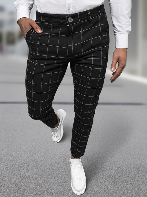 Ανδρικό παντελόνι chino μαύρο OZONEE DJ/5505