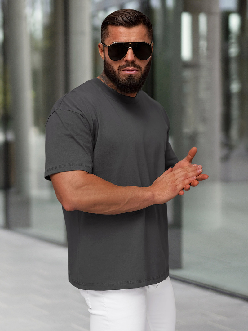 Ανδρικό μπλουζάκι γραφίτη OZONEE JS/67T1298/5