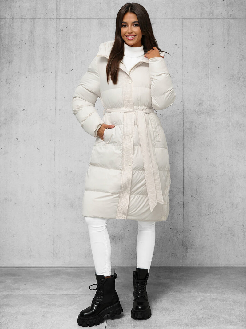 Γυναικείο μπουφάν eκρού OZONEE JS/5M3253/281