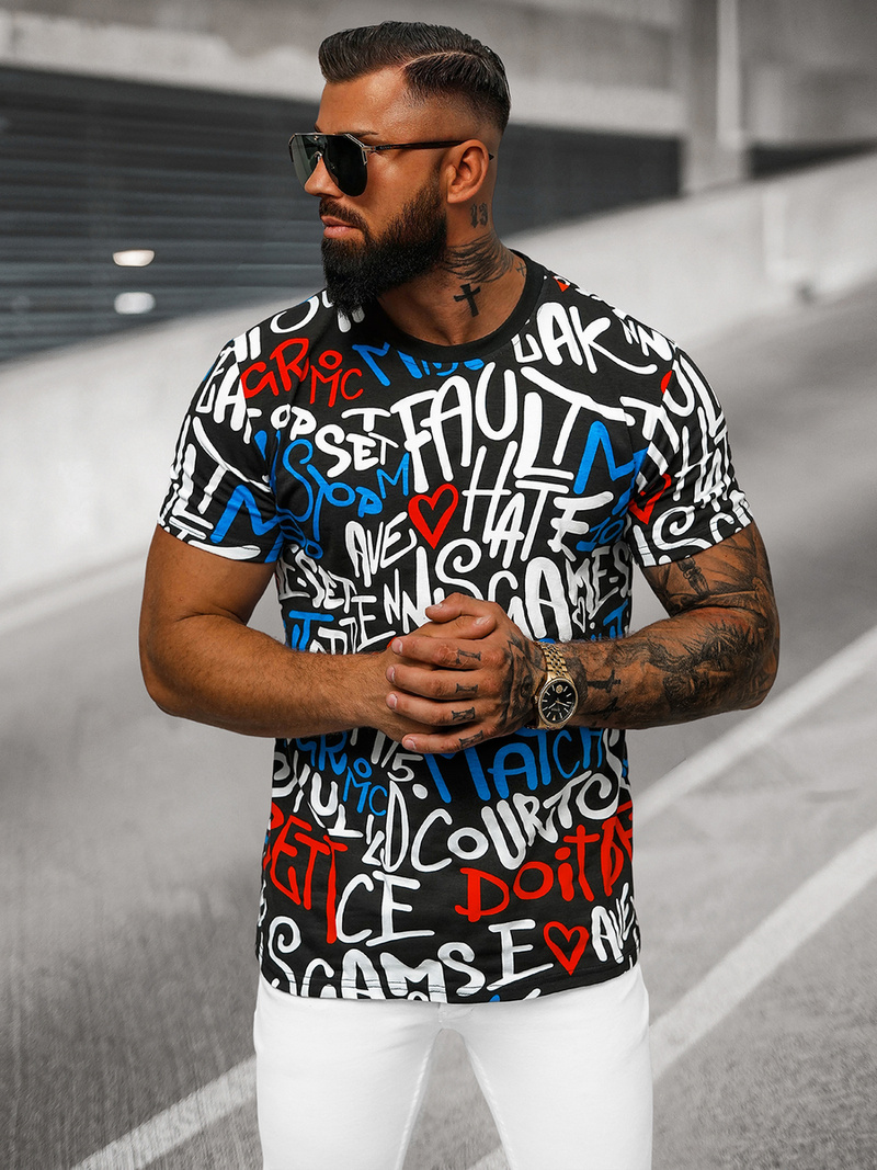 Ανδρικό μπλουζάκι μαύρο OZONEE O/T1271/3