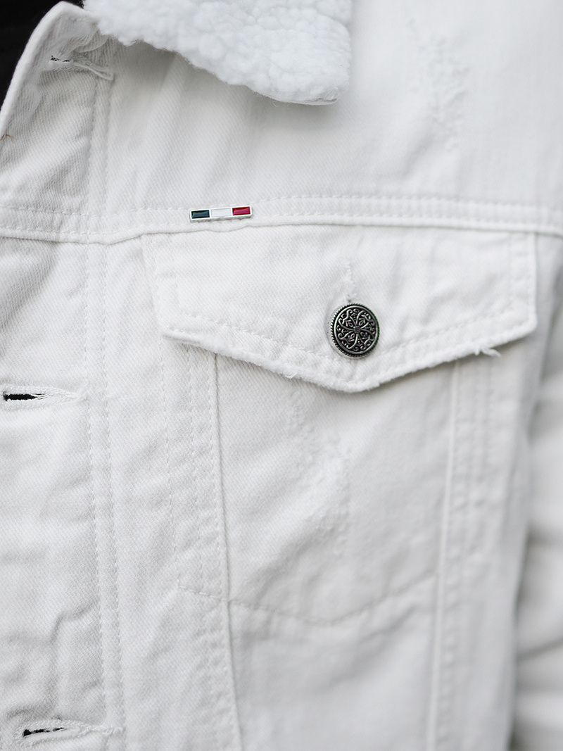 Ανδρικό τζιν μπουφάν σέρπα λευκό OZONEE NB/MJ541Z