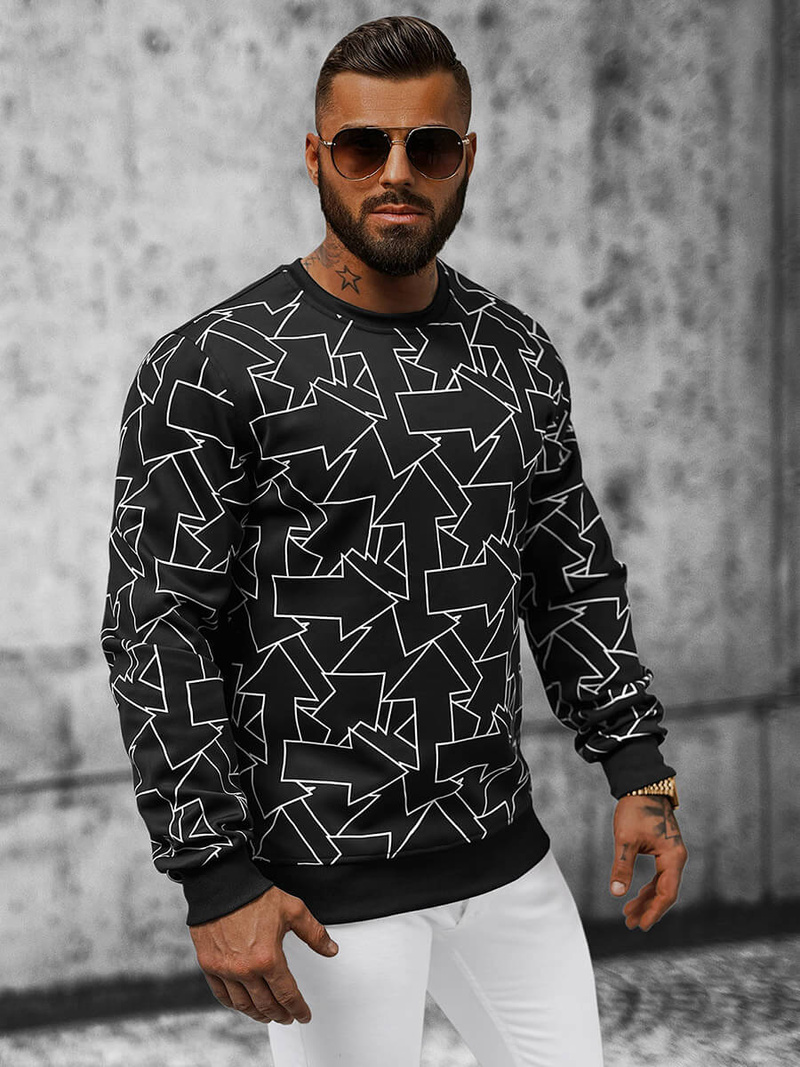 Ανδρικό Φούτερ Mαύρος OZONEE JS/8B1111/3