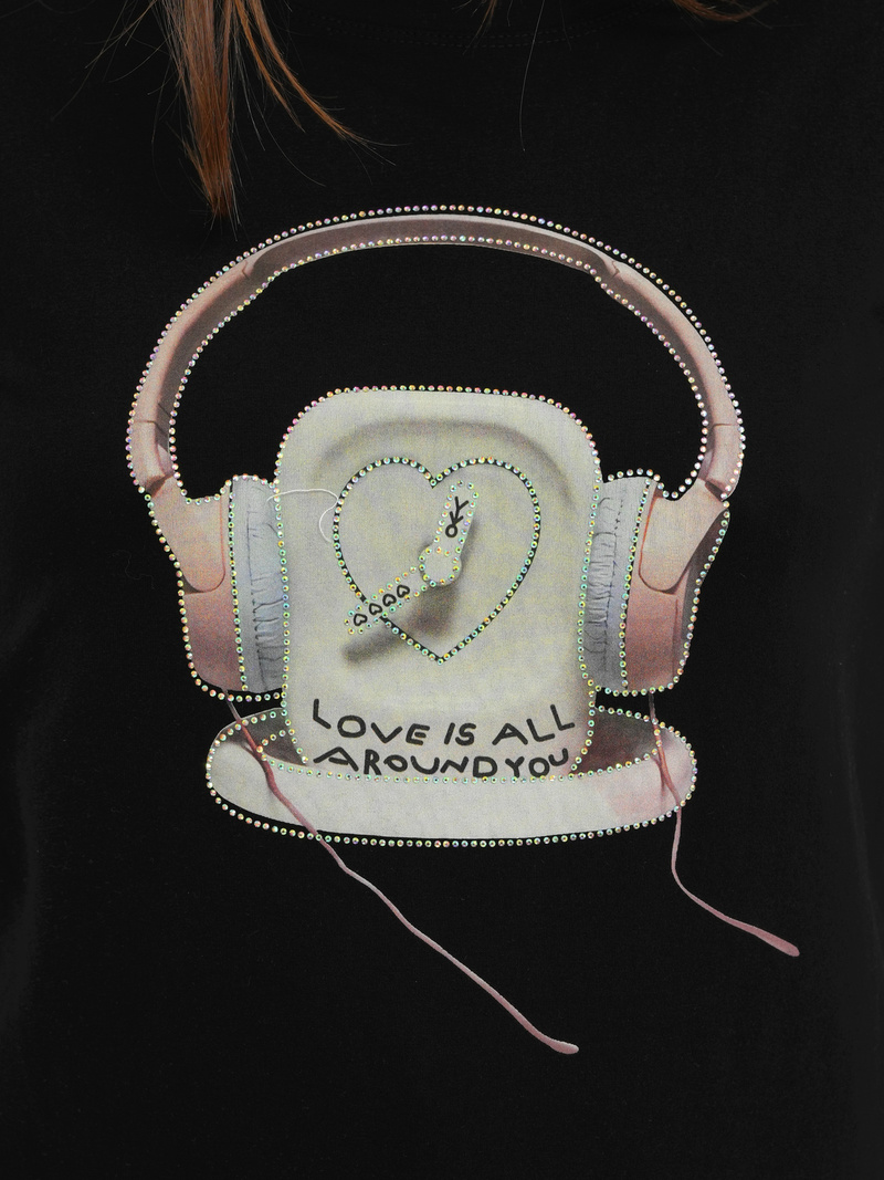 Γυναικείο μπλουζάκι μαύρο OZONEE DJ77806