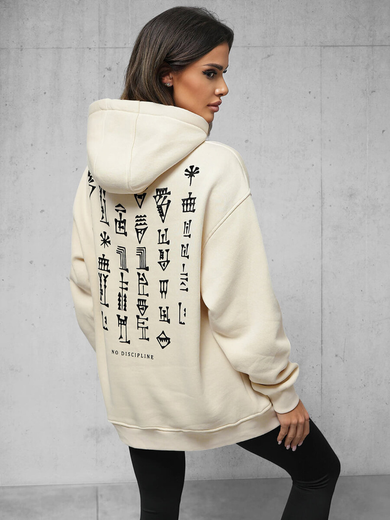 Φούτερ με Κουκούλα μπεζ OZONEE O/SWE23017Z