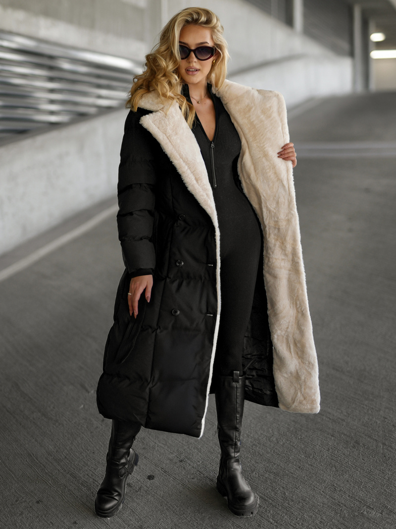 Γυναικείο μπουφάν mαύρο και άσπρο OZONEE JS/16M9168/392B