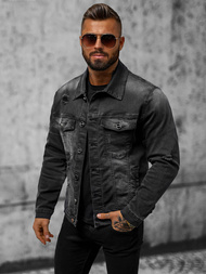 Ανδρικό τζιν μπουφάν μαύρο OZONEE NB/MJ506NZ