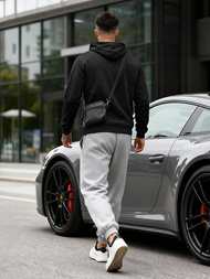 Ανδρικό Φούτερ με Κουκούλα μαύρο OZONEE JS/8B1973/3