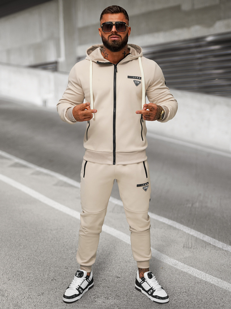 Ανδρικό σετ φόρμας mπεζ OZONEE O/LN11760