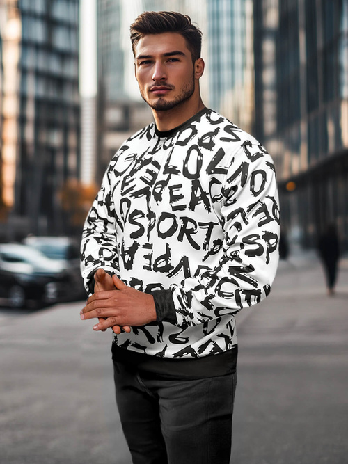 Ανδρικό Φούτερ λευκό OZONEE JS/8B1191/1Z